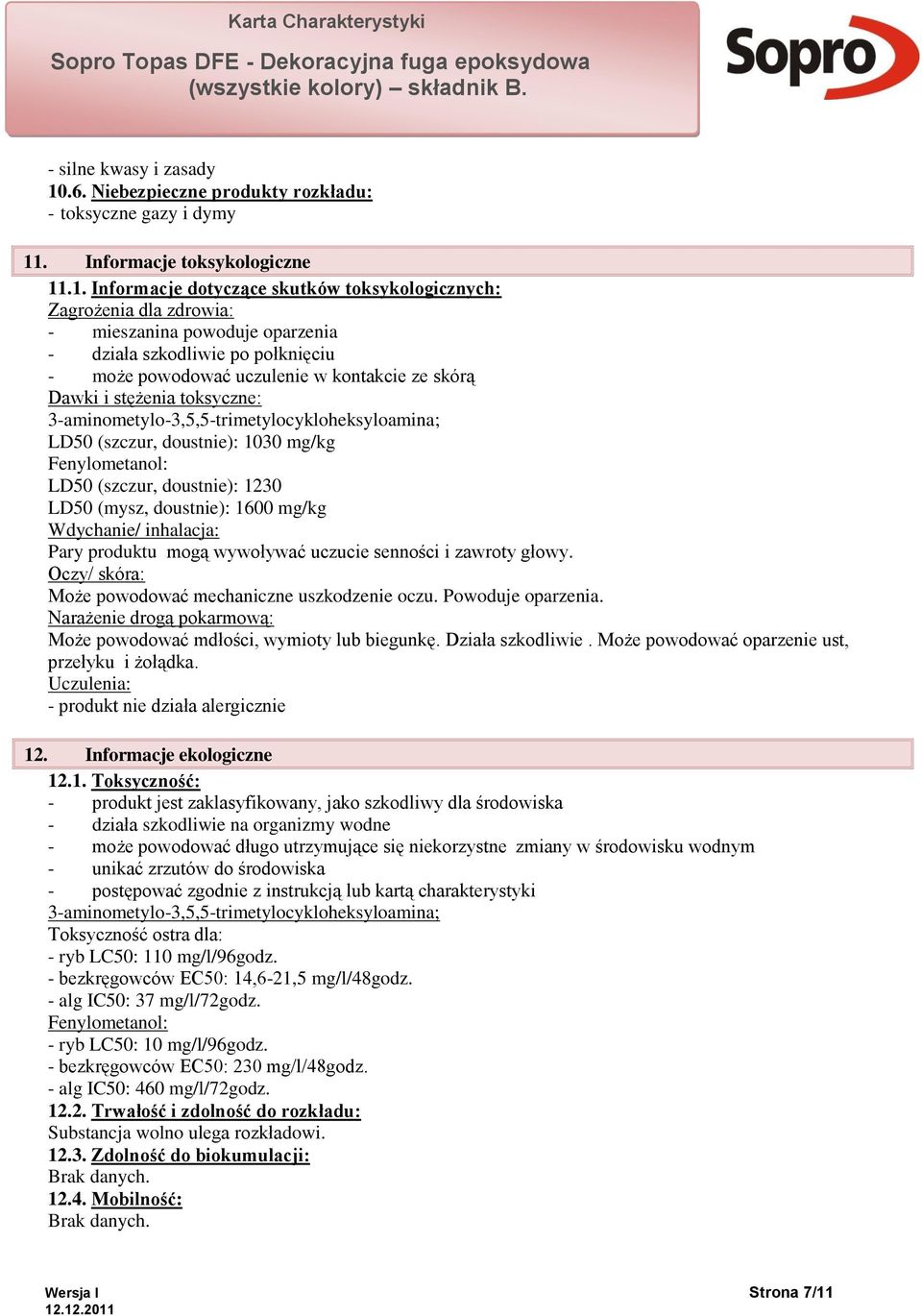 . Informacje toksykologiczne 11