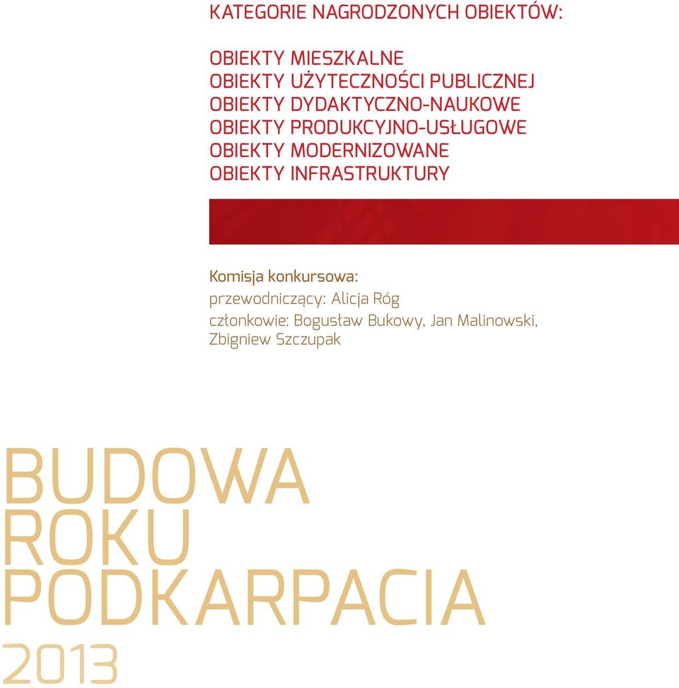 MODERNIZOWANE OBIEKTY INFRASTRUKTURY Komisja konkursowa: przewodniczący: Alicja