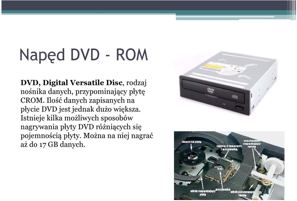 Ilość danych zapisanych na płycie DVD jest jednak dużo większa.