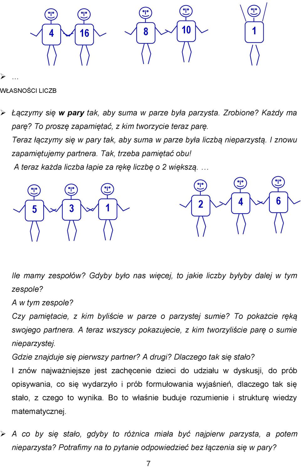 5 3 1 4 6 Ile mamy zespołów? Gdyby było nas więcej, to jakie liczby byłyby dalej w tym zespole? A w tym zespole? Czy pamiętacie, z kim byliście w parze o parzystej sumie?