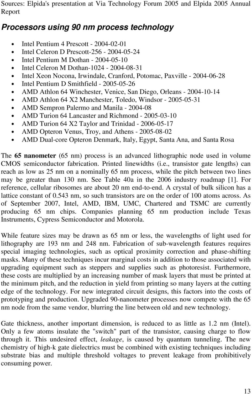 2005-05-26 AMD Athlon 64 Winchester, Venice, San Diego, Orleans - 2004-10-14 AMD Athlon 64 X2 Manchester, Toledo, Windsor - 2005-05-31 AMD Sempron Palermo and Manila - 2004-08 AMD Turion 64 Lancaster