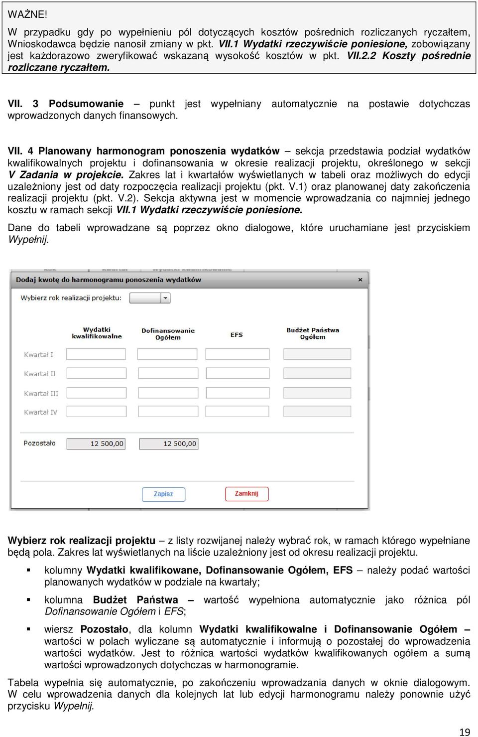 2.2 Koszty pośrednie rozliczane ryczałtem. VII.