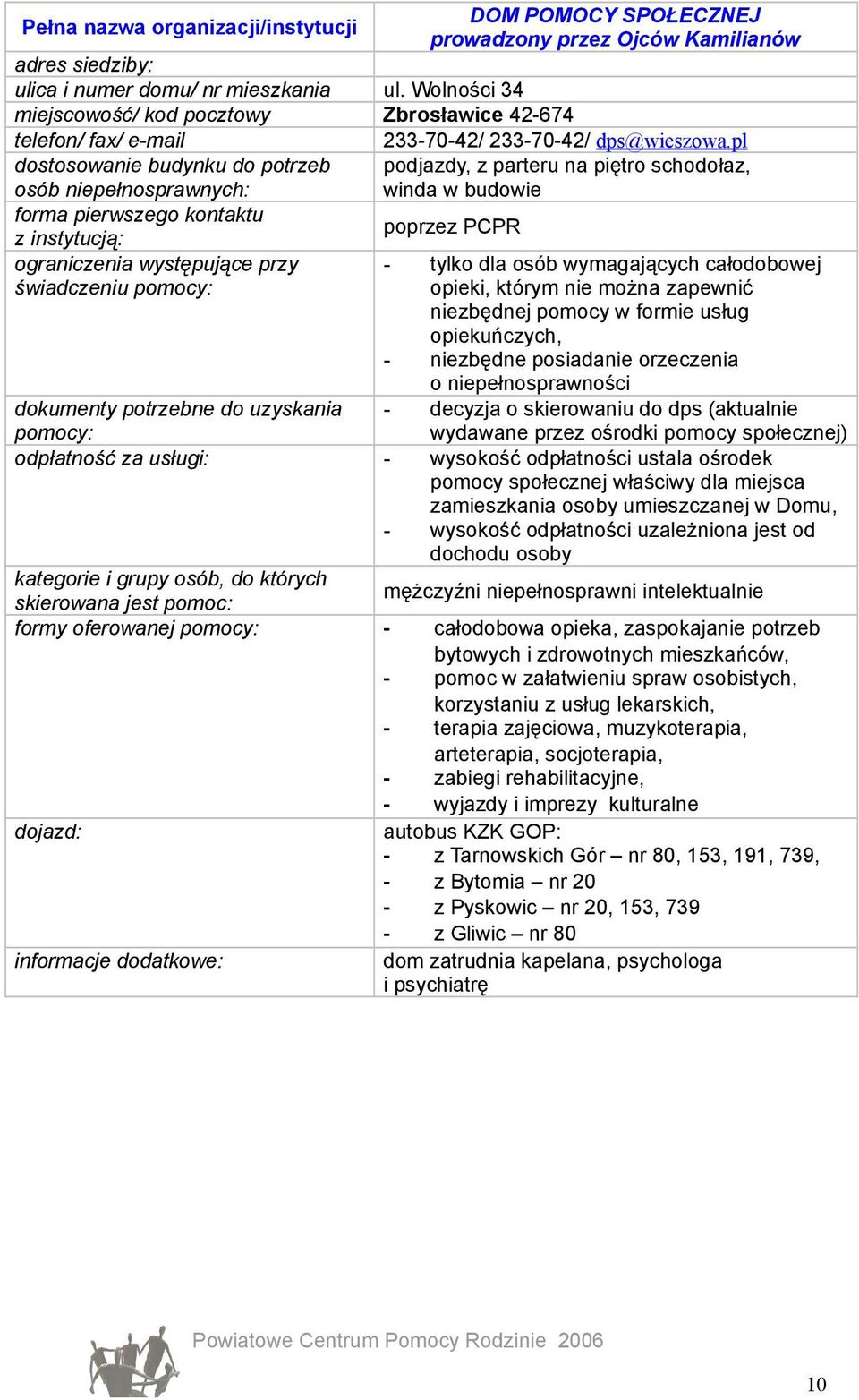 pl podjazdy, z parteru na piętro schodołaz, winda w budowie poprzez PCPR - tylko dla osób wymagających całodobowej opieki, którym nie można zapewnić niezbędnej pomocy w formie usług opiekuńczych, -