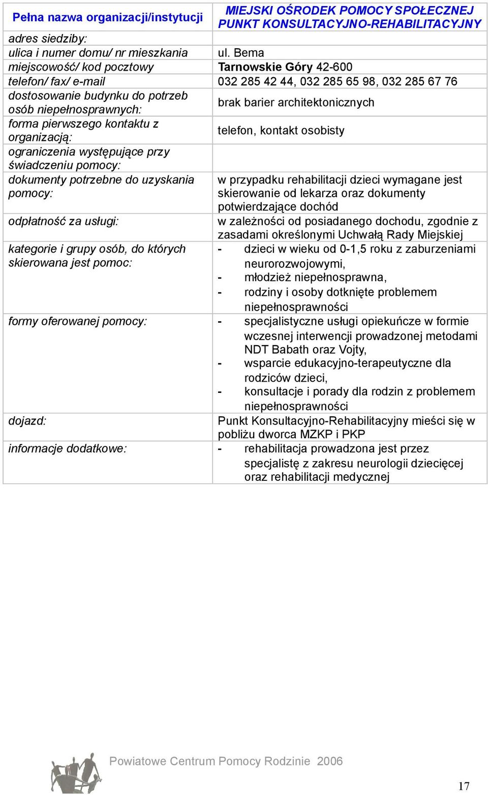 jest skierowanie od lekarza oraz dokumenty potwierdzające dochód w zależności od posiadanego dochodu, zgodnie z zasadami określonymi Uchwałą Rady Miejskiej - dzieci w wieku od 0-1,5 roku z