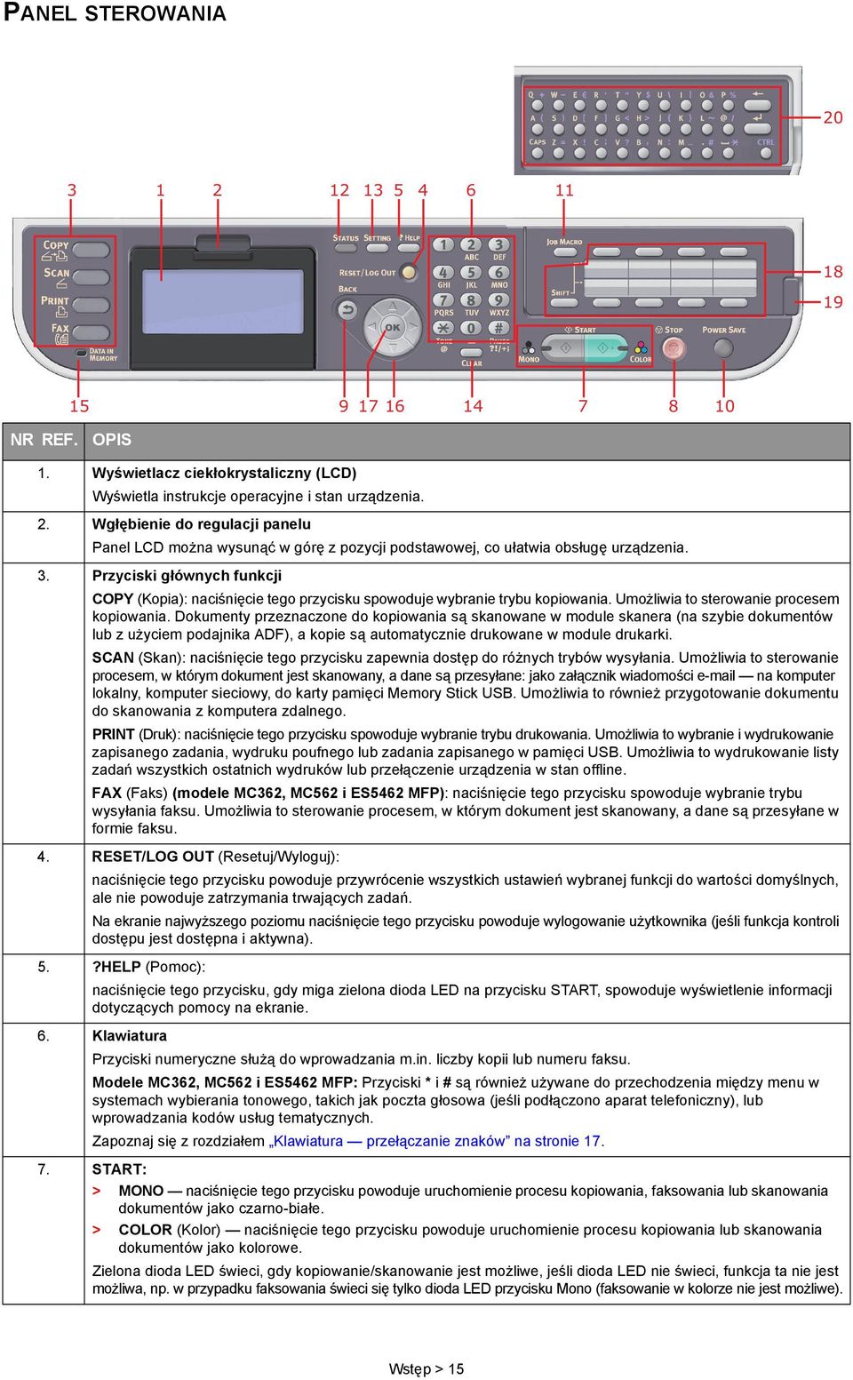 Dokumenty przeznaczone do kopiowania są skanowane w module skanera (na szybie dokumentów lub z użyciem podajnika ADF), a kopie są automatycznie drukowane w module drukarki.