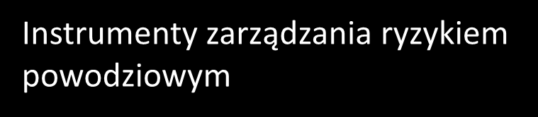 Instrumenty zarządzania ryzykiem powodziowym Instrumenty prawnofinansowe Finansowanie zarządzania ryzykiem powodziowym Zasady gospodarowania obszarami zagrożenia powodziowego Ubezpieczenie od ryzyka