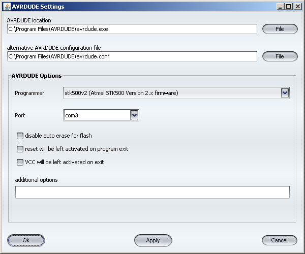 AVRDUDE + AVR8 Burn-O-Mat (PROGRAMATOR Z WSADEM STK500V2) Aby uruchomić program AVRDUDE z GUI AVR8 Burn-O-Mat należy w pierwszej kolejności zainstalować środowisko JAVA