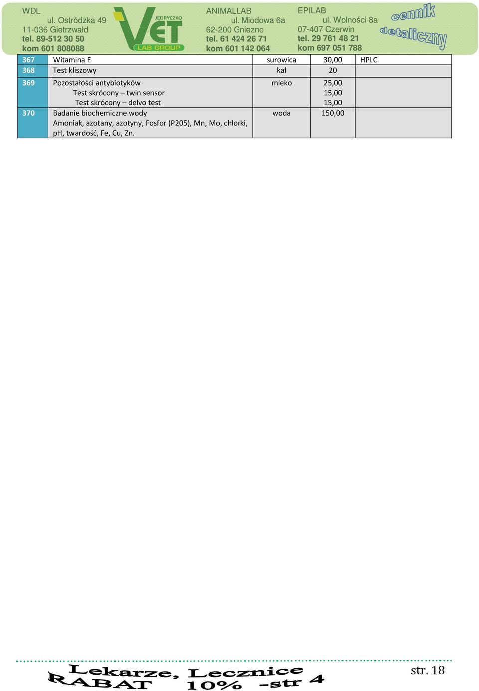 Badanie biochemiczne wody Amoniak, azotany, azotyny, Fosfor (P205), Mn,