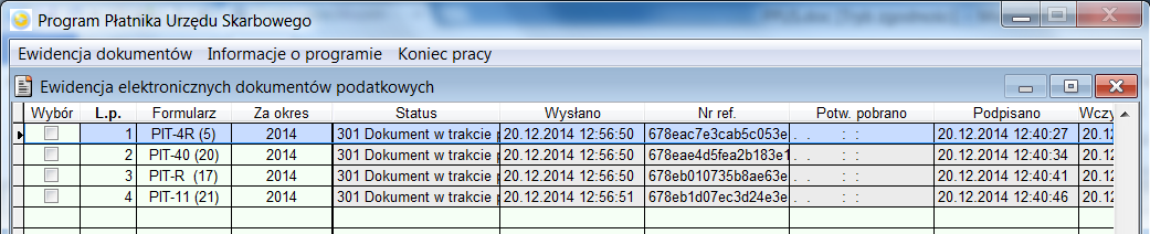 Program komputerowy PPUS - instrukcja obsługi (strona 17) z podpisanych dokumentów ptaszki w kolumnie Wybór są wyłączane i wypełniane jest pole mówiące o dacie i godzinie złożenia podpisu. 8.