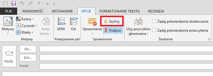 4. Szyfrowanie poczty do pracowników ESKOM Aby wysłać zaszyfrowaną wiadomość, w oknie nowej wiadomości w polu