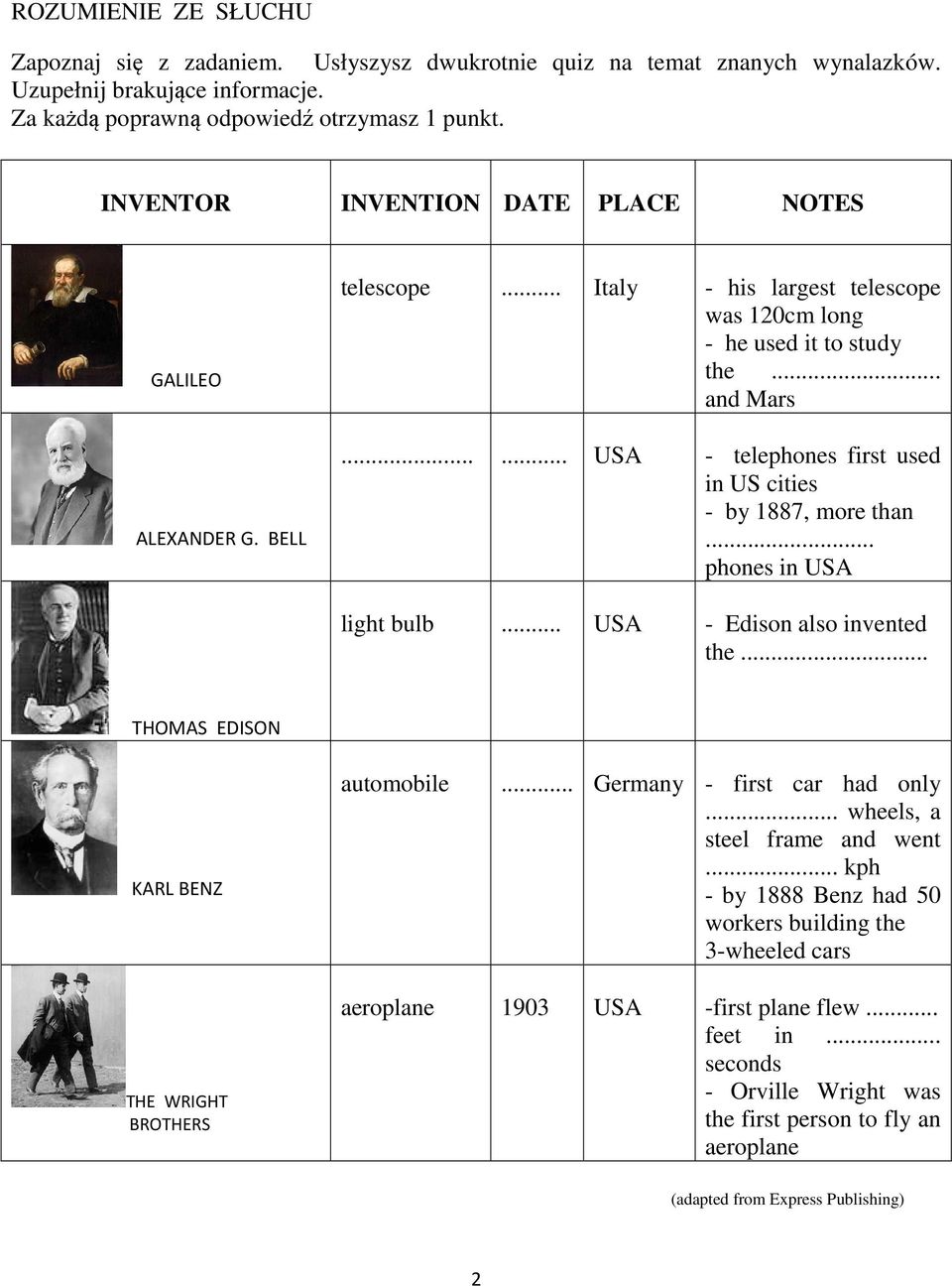 ..... USA - telephones first used in US cities - by 1887, more than... phones in USA light bulb... USA - Edison also invented the... THOMAS EDISON KARL BENZ automobile... Germany - first car had only.