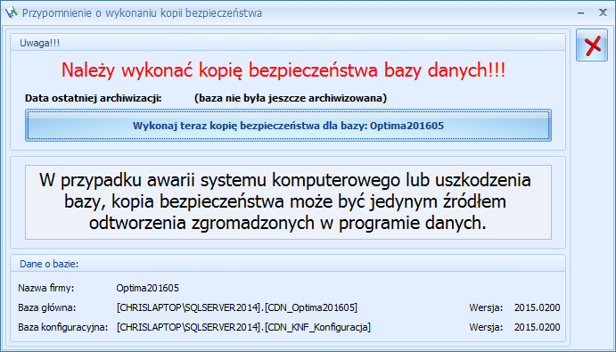 Konfiguracja połączenia z bazą danych programu ERP Optima 1.