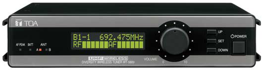 FUNKCJE PRODUKTU UH F W IRE LE SS V OL 10 S ET DOW P OWE R AF P E AK B T ANT A B UHF WIR E LE S S V OL 10 S E T DOW P OWE R UHF W IR E LE S S V OL 10 S E T DOW P OWE R WT-5800 Zamknięta pętla fazowa