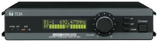 UHF WIR E LE S S V OL 10 S E T DOW P OWE R UHF WIR E LE S S V OL 10 S E T DOW P OWE R UHF W IR E LE S S V OL 10 S E T DOW P OWE R FUNKCJE PRODUKTU WT-5805 Zamknięta pętla fazowa PLL Cztery banki po