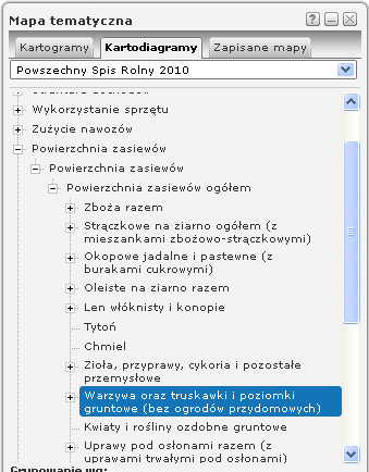 Scenariusz 6A: Wyświetlenie kartodiagramu W trakcie tego dwiczenia zostanie przygotowana zostanie mapa tematyczna przedstawiająca zagadnienie Powierzchnia zasiewów / Powierzchnia zasiewów /