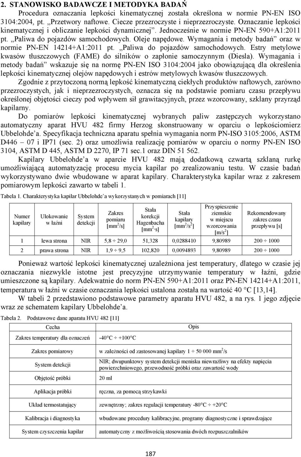 Wymagania i metody badań oraz w normie PN-EN 14214+A1:2011 pt. Paliwa do pojazdów samochodowych. Estry metylowe kwasów tłuszczowych (FAME) do silników o zapłonie samoczynnym (Diesla).