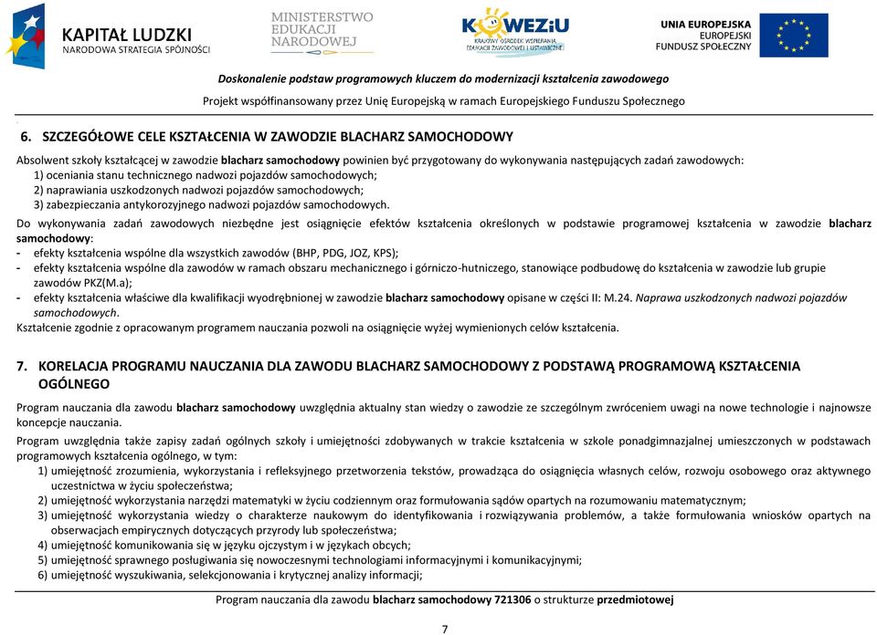 oceniania stanu technicznego nadwozi pojazdów 2) naprawiania uszkodzonych nadwozi pojazdów 3) zabezpieczania antykorozyjnego nadwozi pojazdów samochodowych.