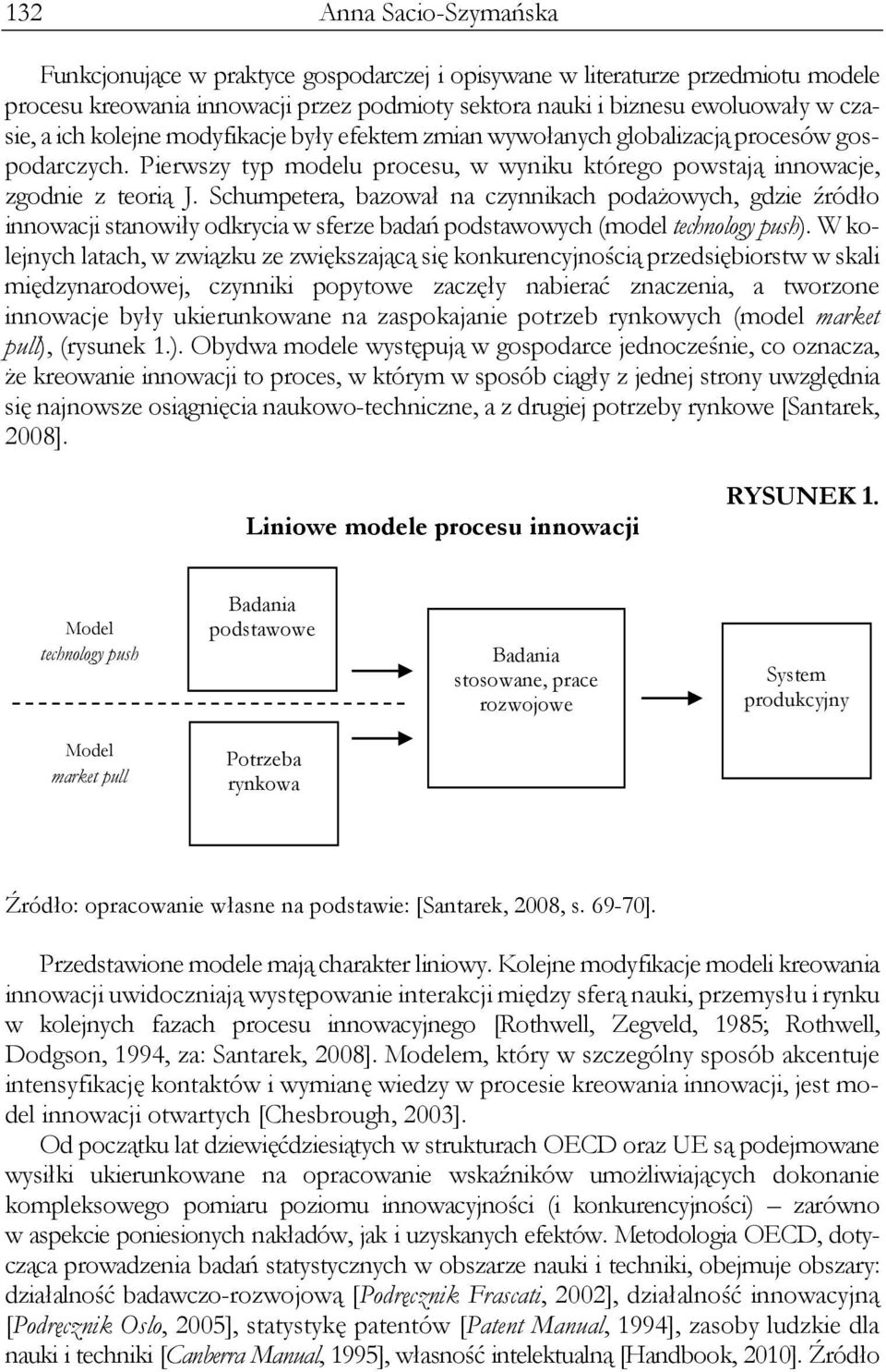 Schumpetera, bazował na czynnikach podażowych, gdzie źródło innowacji stanowiły odkrycia w sferze badań podstawowych (model technology push).