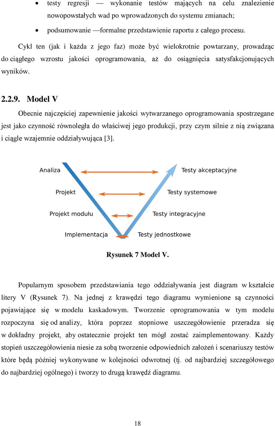 Model V Obecnie najczęściej zapewnienie jakości wytwarzanego oprogramowania spostrzegane jest jako czynność równoległa do właściwej jego produkcji, przy czym silnie z nią związana i ciągle wzajemnie