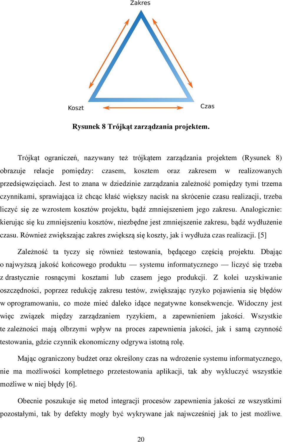 Jest to znana w dziedzinie zarządzania zależność pomiędzy tymi trzema czynnikami, sprawiająca iż chcąc kłaść większy nacisk na skrócenie czasu realizacji, trzeba liczyć się ze wzrostem kosztów