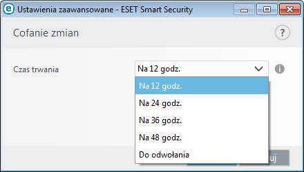 4.5.2 Cofanie aktualizacji W razie podejrzeń, że nowa aktualizacja bazy wirusów i/lub modułów programu może być niestabilna lub uszkodzona, można wycofać zmiany i wrócić do poprzedniej wersji oraz