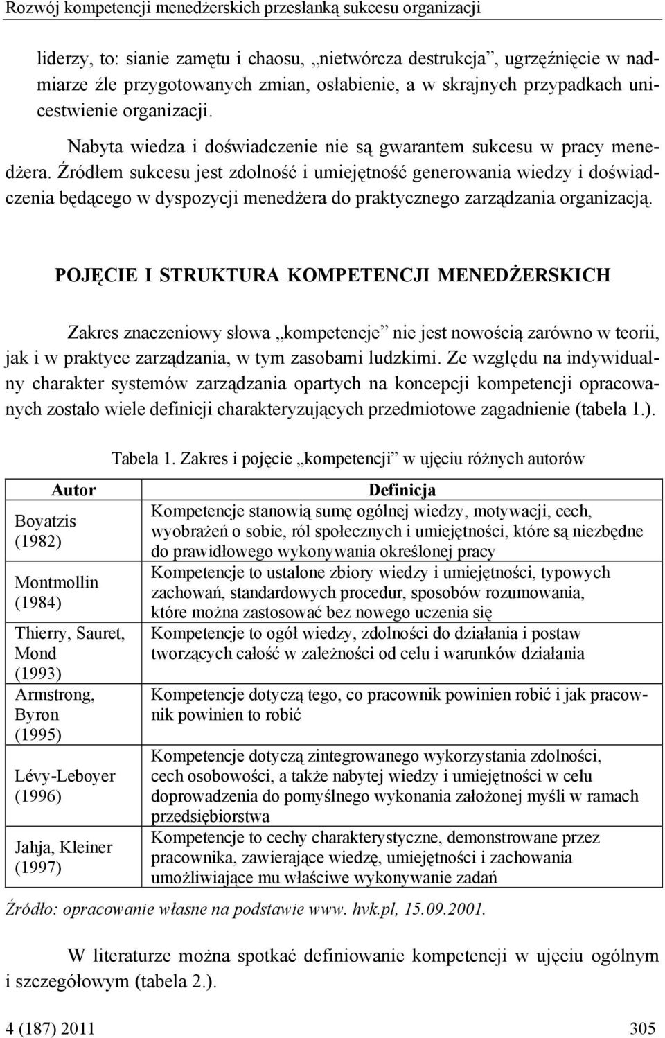 Źródłem sukcesu jest zdolność i umiejętność generowania wiedzy i doświadczenia będącego w dyspozycji menedżera do praktycznego zarządzania organizacją.