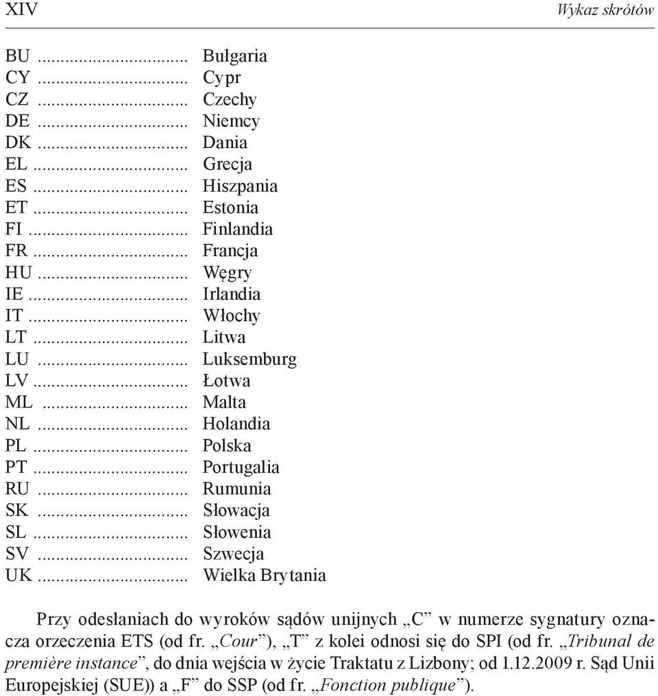 .. Szwecja UK... Wielka Brytania Przy odesłaniach do wyroków sądów unijnych C w numerze sygnatury oznacza orzeczenia ETS (od fr.