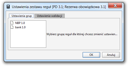 4 Ustawienia reguł Aby sprawdzić jakie są przyjęte ustawienia dla pszczególnych zestawów reguł, lub wprwadzić zmiany d tych ustawień, należy uruchmić funkcję Ustawienia reguł, wybierając: Menu Zestaw