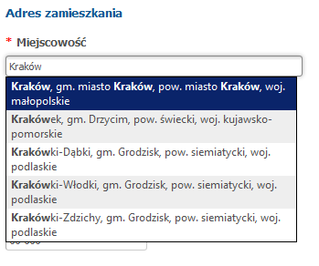 Adres dla kandydata spoza Warszawy: "Zgodnie z obowiązującymi przepisami prawa rodzice/prawni opiekunowie kandydata zamieszkałego poza Warszawą mogą ubiegać się o przyjęcie dziecka do