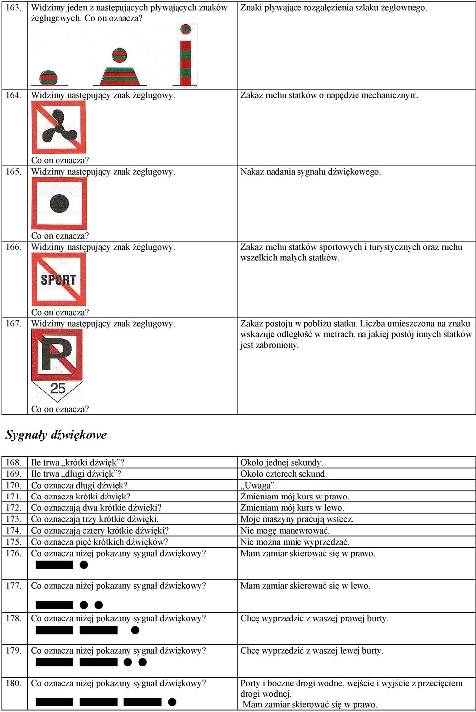 Co on oznacza? 167. Widzimy następujący znak żeglugowy. Zakaz postoju w pobliżu statku. Liczba umieszczona na znaku wskazuje odległość w metrach, na jakiej postój innych statków jest zabroniony.