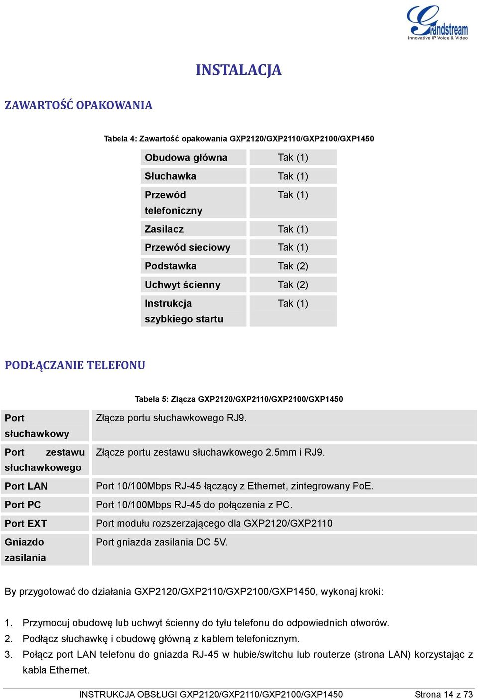 Port LAN Port PC Port EXT Gniazdo zasilania Złącze portu słuchawkowego RJ9. Złącze portu zestawu słuchawkowego 2.5mm i RJ9. Port 10/100Mbps RJ-45 łączący z Ethernet, zintegrowany PoE.