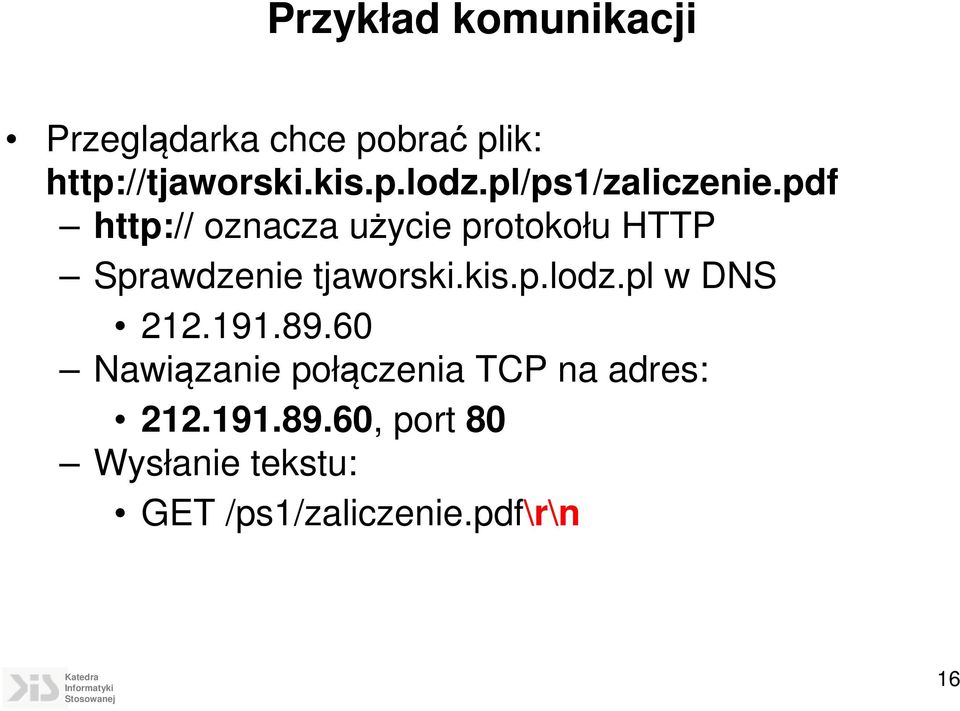 pdf http:// oznacza użycie protokołu HTTP Sprawdzenie tjaworski.kis.p.lodz.