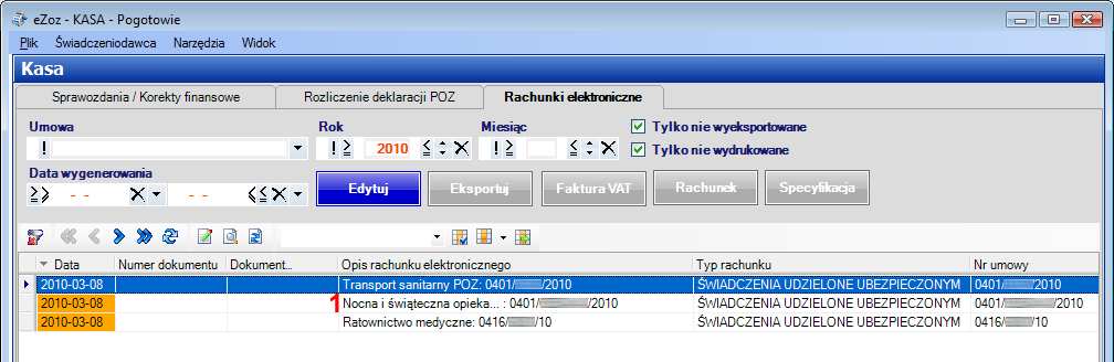 Dalszy ciąg postępowania opisany został w rozdziale Edycja i eksport rachunku elektronicznego. 1.3.