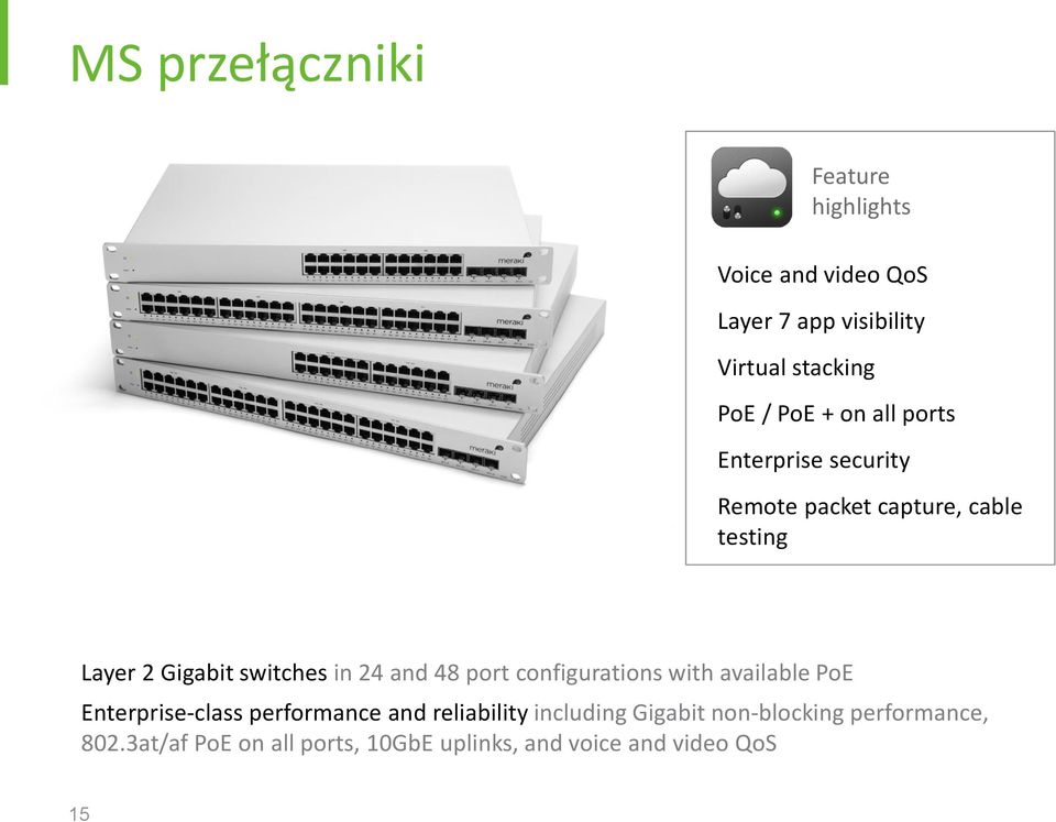 24 and 48 port configurations with available PoE Enterprise-class performance and reliability including