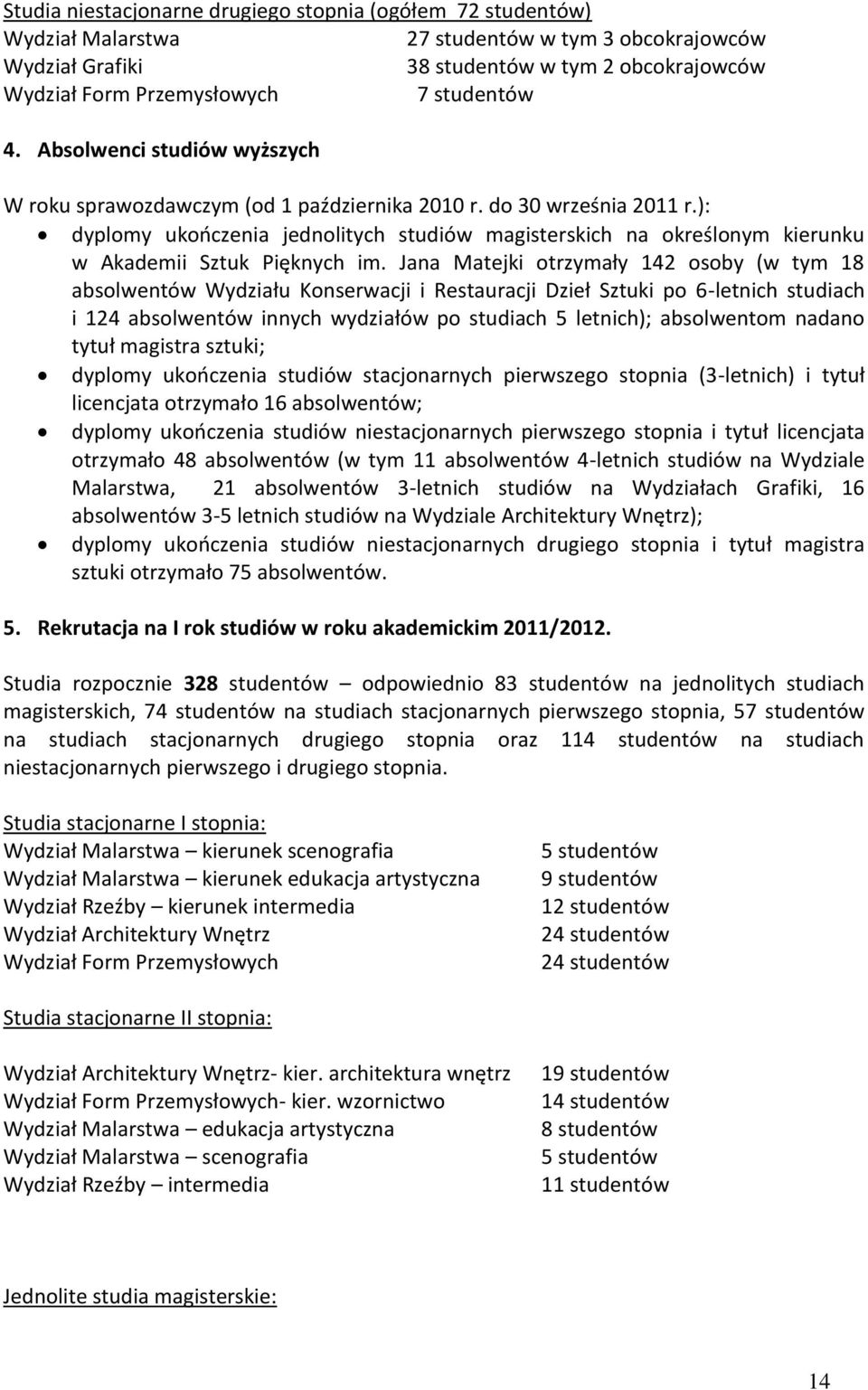 ): dyplomy ukończenia jednolitych studiów magisterskich na określonym kierunku w Akademii Sztuk Pięknych im.