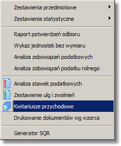 SPIS TREŚCI Księgowanie kwitariuszy w UPK... 1 Ustawienie parametrów - Podatki... 1 Przygotowanie kwitariuszy... 1 Przygotowanie eksportu wydrukowanych wcześniej kwitariuszy.