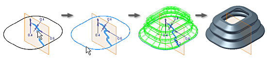 Techniki modelowania 3D Przeciągnięcie Tworzy wyciągnięcie szkicowanego kształtu wzdłuż zdefiniowanej ścieżki dwóch szkiców do utworzenia