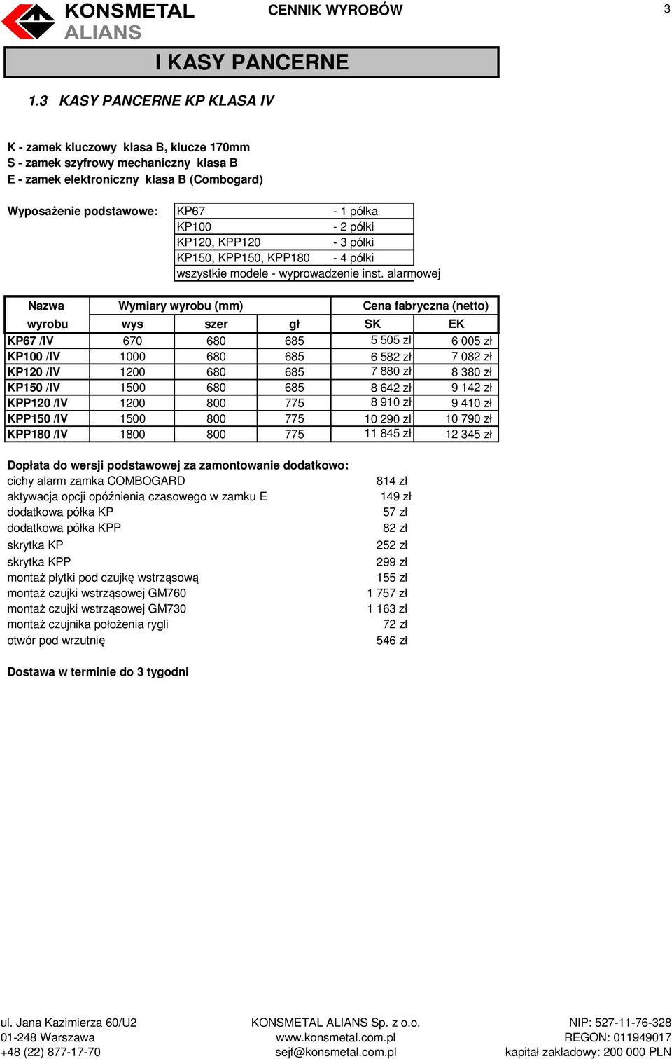 półki KP150, KPP150, KPP180-4 półki wszystkie modele - wyprowadzenie inst.