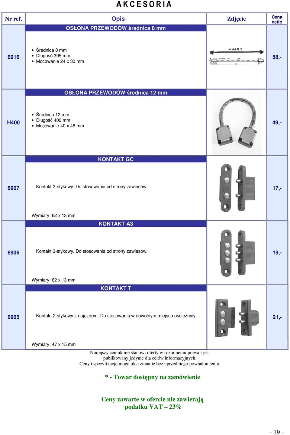 Do stosowania w dowolnym miejscu ościeżnicy. 21,- Wymiary: 47 x 15 mm Niniejszy cennik nie stanowi oferty w rozumieniu prawa i jest publikowany jedynie dla celów informacyjnych.