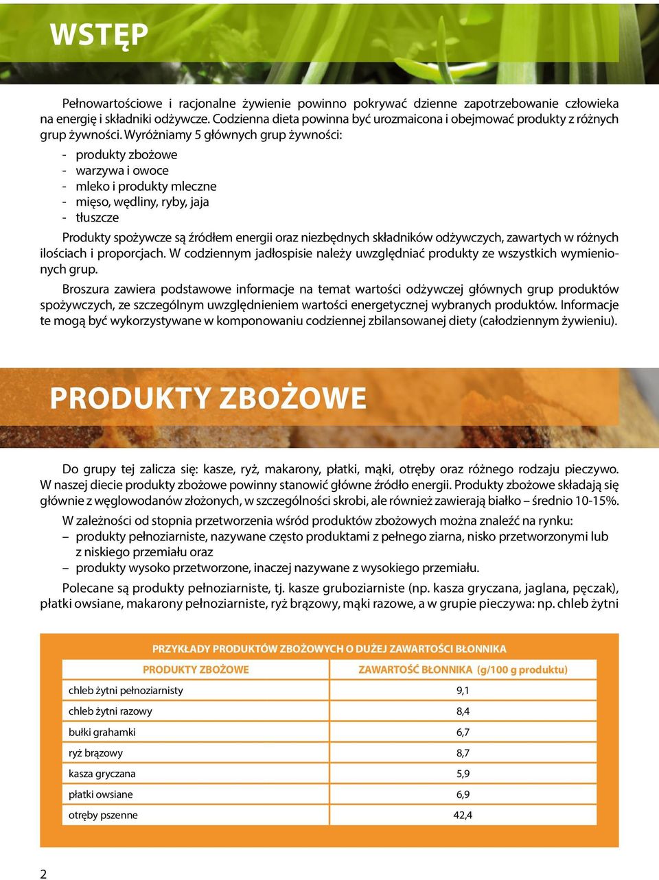 Wyróżniamy 5 głównych grup żywności: - produkty zbożowe - warzywa i owoce - mleko i produkty mleczne - mięso, wędliny, ryby, jaja - tłuszcze Produkty spożywcze są źródłem energii oraz niezbędnych