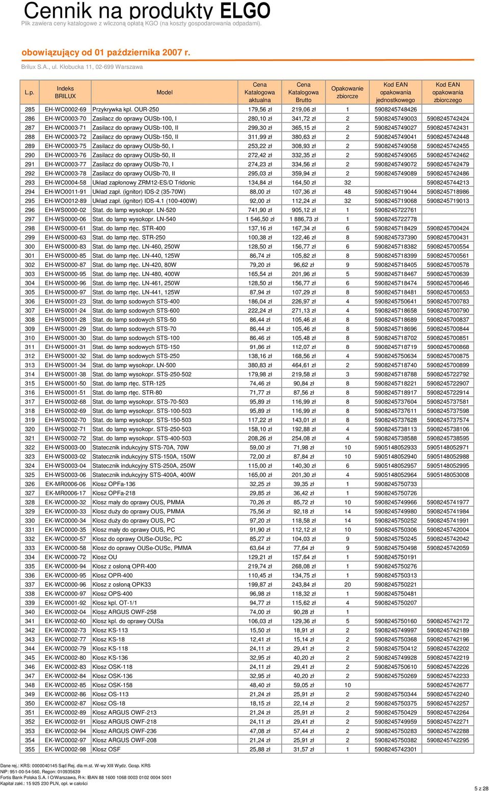 299,30 zł 365,15 zł 2 5908245749027 5908245742431 288 EH-WC0003-72 Zasilacz do oprawy OUSb-150, II 311,99 zł 380,63 zł 2 5908245749041 5908245742448 289 EH-WC0003-75 Zasilacz do oprawy OUSb-50, I