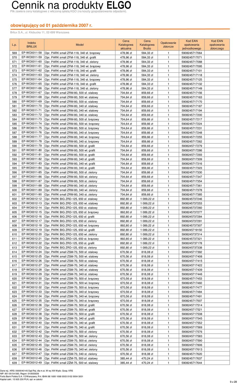 PARK small ZFM-118, 340 wl. grafit 478,96 zł 584,33 zł 1 5908245717101 574 EP-WO0011-63 Opr. PARK small ZFM-118, 340 wl. zielony 478,96 zł 584,33 zł 1 5908245717118 575 EP-WO0011-64 Opr.