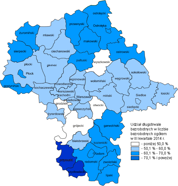 Długotrwale 1 Na koniec września 214 r. zarejestrowanych było 151.49 długotrwale (59,5% ogółu ), o 2.969 osób (o 1,9%) mniej niż na koniec czerwca 214 r.