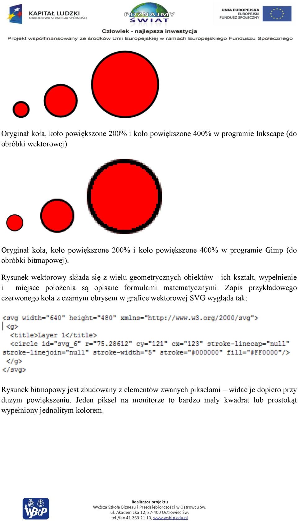 Rysunek wektorowy składa się z wielu geometrycznych obiektów - ich kształt, wypełnienie i miejsce położenia są opisane formułami matematycznymi.