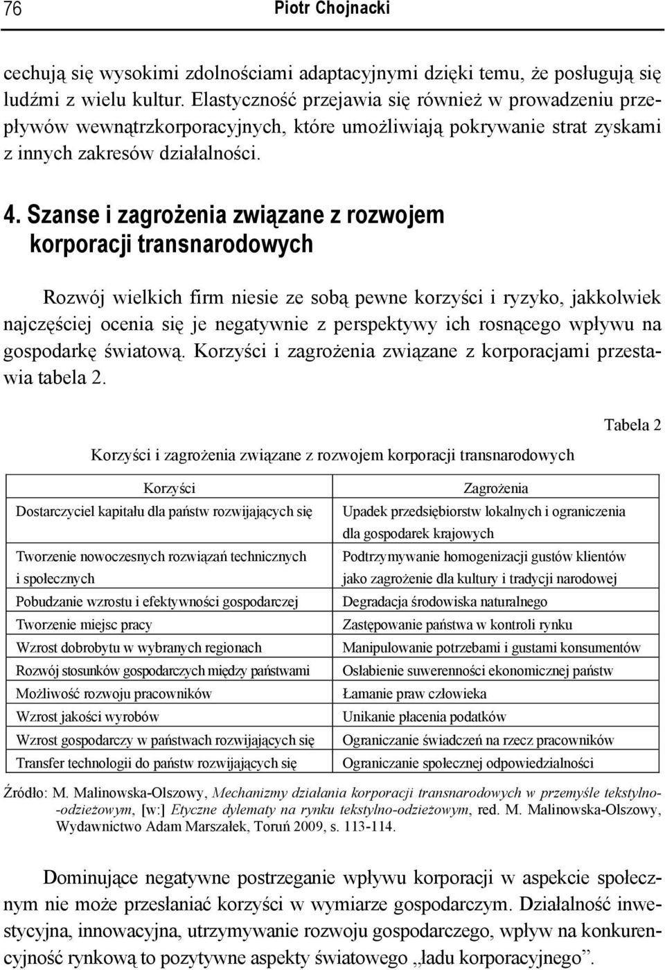 Szanse i zagrożenia związane z rozwojem korporacji transnarodowych Rozwój wielkich firm niesie ze sobą pewne korzyści i ryzyko, jakkolwiek najczęściej ocenia się je negatywnie z perspektywy ich