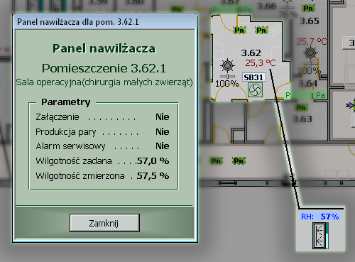 Wilgotność pomiar w pomieszczeniu oraz wilgotności zewnętrznej sterowanie nawilżaczem i