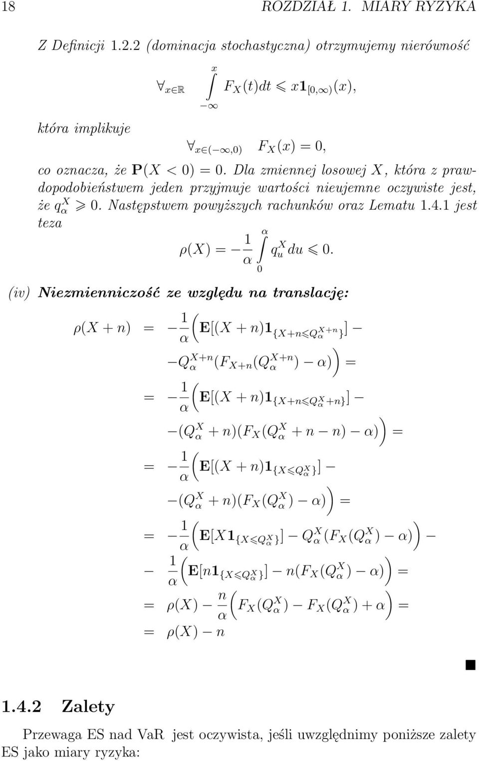 1 jest teza ρ(x) = 1 α α 0 q X u du 0.