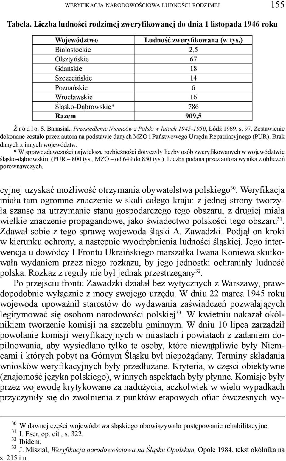 Banasiak, Przesiedlenie Niemców z Polski w latach 1945-1950, Łódź 1969, s. 97. Zestawienie dokonane zostało przez autora na podstawie danych MZO i Państwowego Urzędu Repatriacyjnego (PUR).