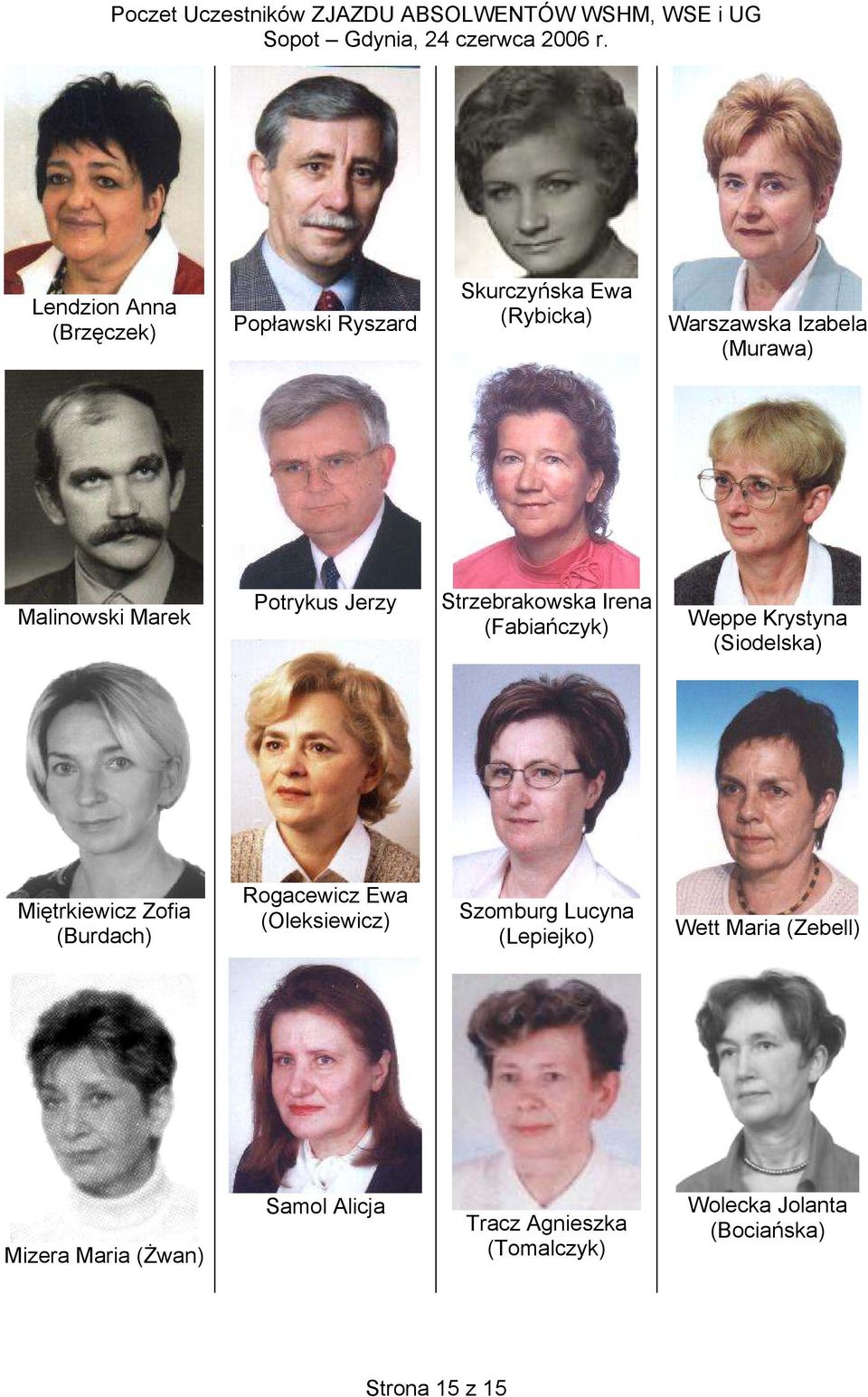 Miętrkiewicz Zofia (Burdach) Rogacewicz Ewa (Oleksiewicz) Szomburg Lucyna (Lepiejko) Wett Maria