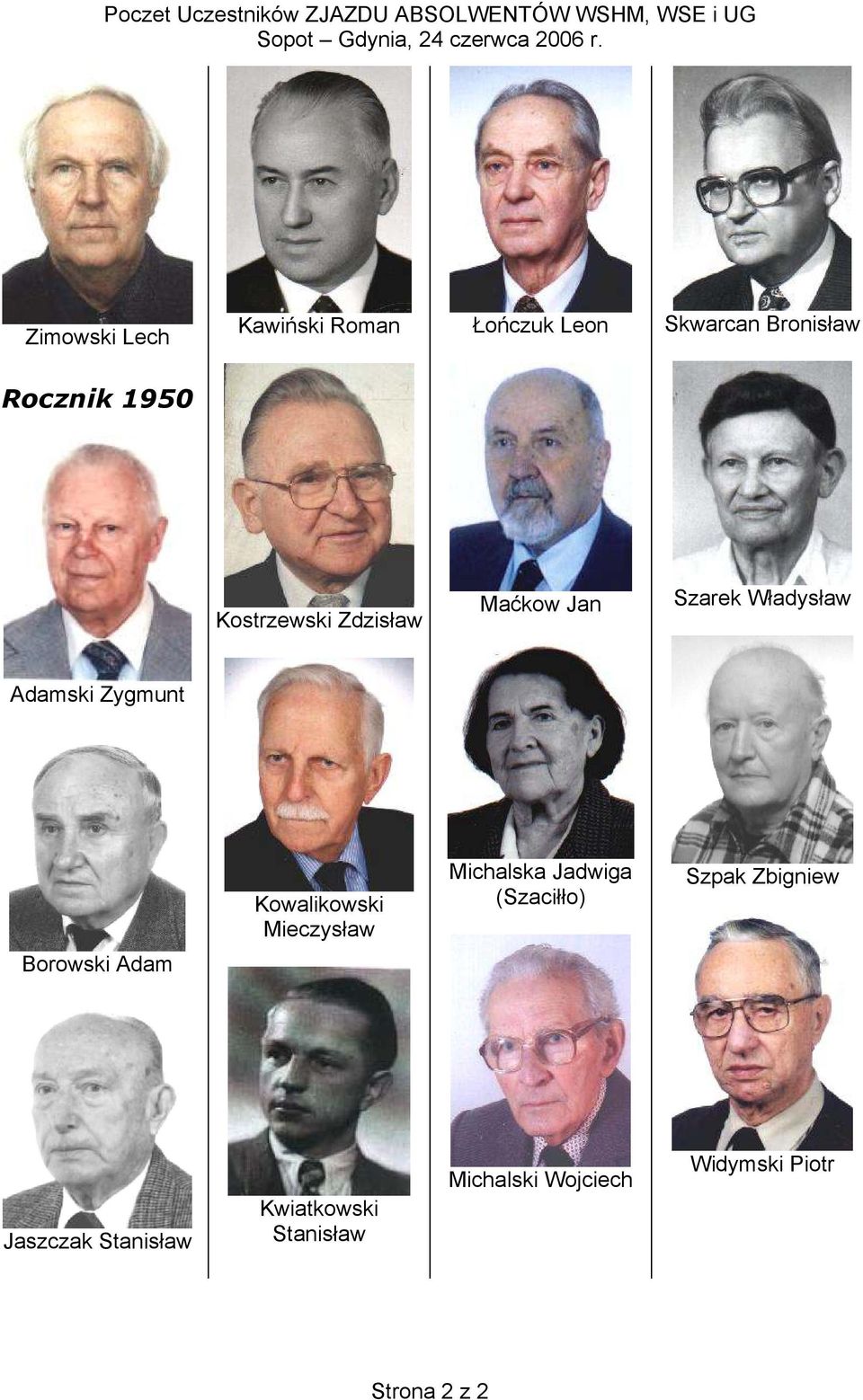 Kowalikowski Mieczysław Michalska Jadwiga (Szaciłło) Szpak Zbigniew Borowski